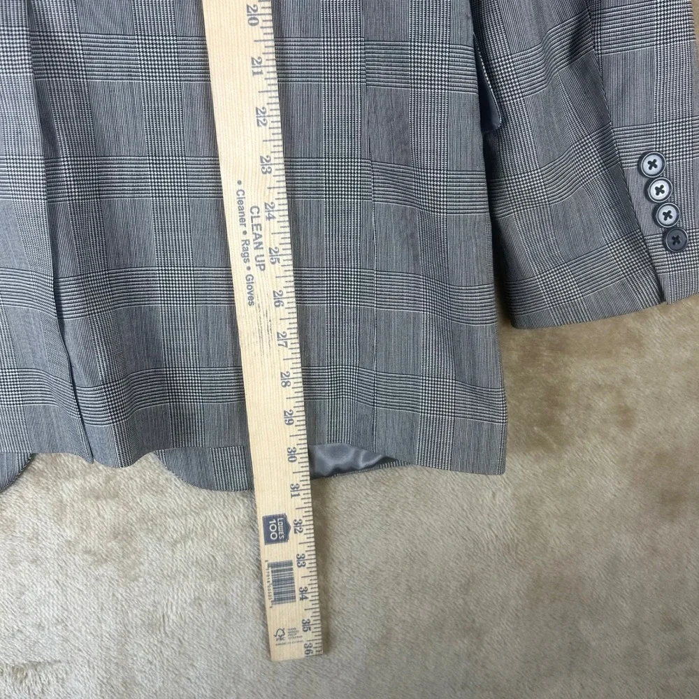 Saks Fifth Avenue Mens‎ Gray Glen Plaid Virgin Wool Two Button Blazer Sport Coat